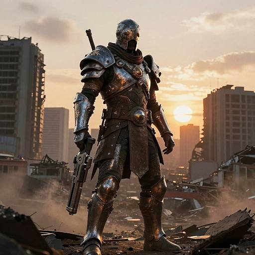 Post-Apocalyptic Warrior at Sunset