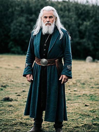 Elderly Man in Medieval Costume Outdoors