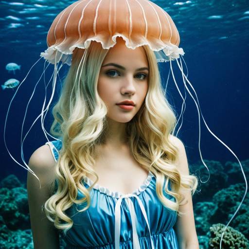 Girl Wearing Jellyfish Cosplay Underwater