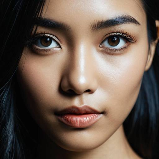 Close-up Portrait of Indonesian Woman with Silky Black Hair
