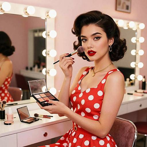 Vintage Makeup Artist in Retro Salon