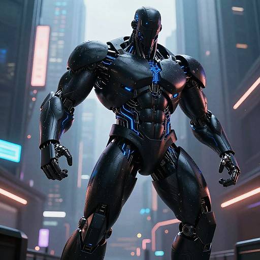 Futuristic Black Muscle Android