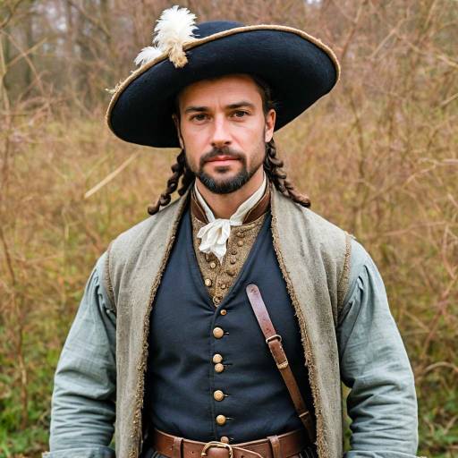 Man in Tudor Period Costume with Feathered Hat