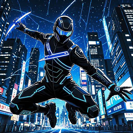 Futuristic Cyber Ninja in Action