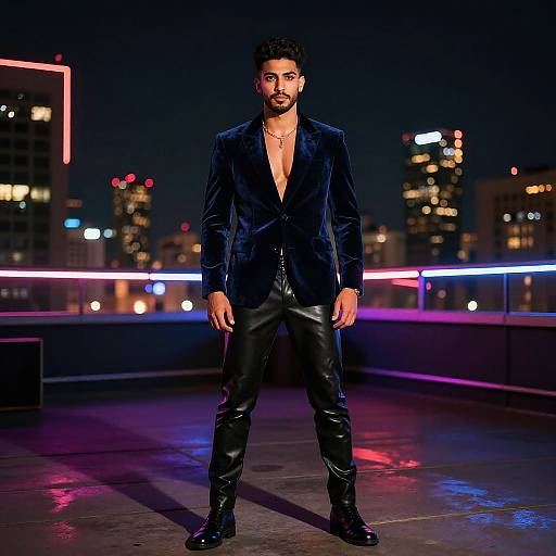 Neon-Lit Middle Eastern Male Model
