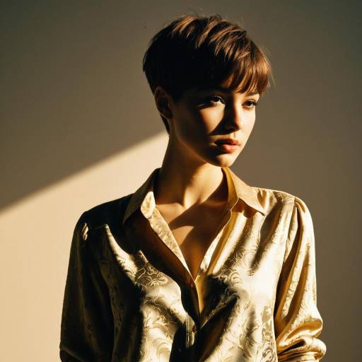 Fashion Model with Pixie Cut in Golden Light Fashion Model with Pixie Cut in Golden Light