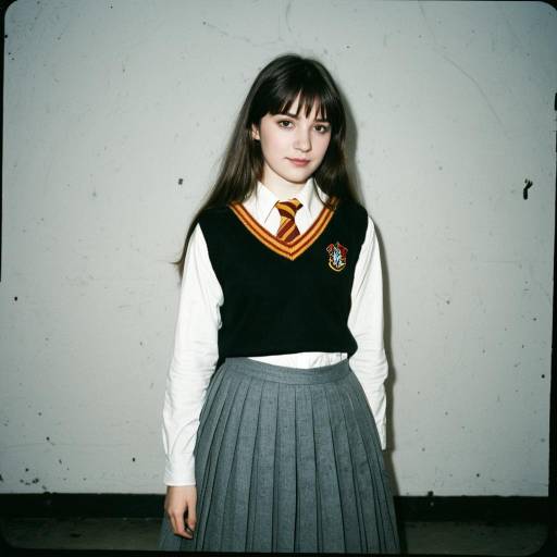 Young Woman in Harry Potter School Uniform