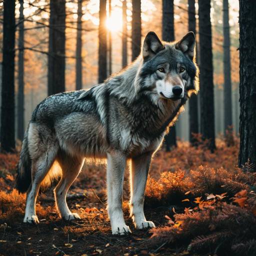 Cinematic Gray Wolf in Autumn Forest Cinematic Gray Wolf in Autumn Forest