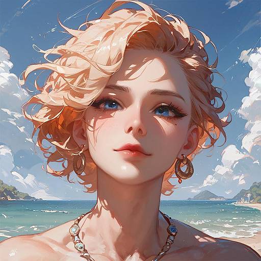 Portrait of Young Woman at Beach