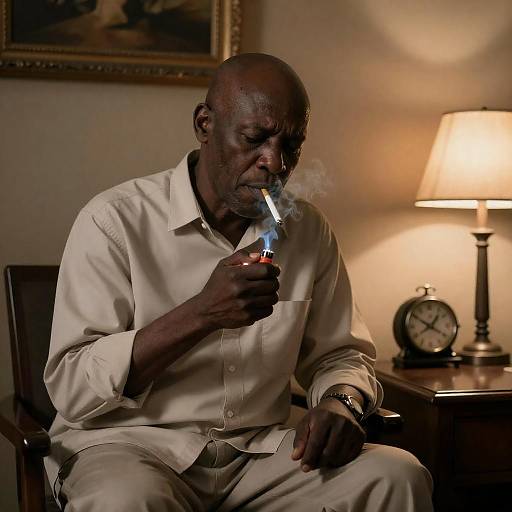 Reflective Moment in a Dim Room