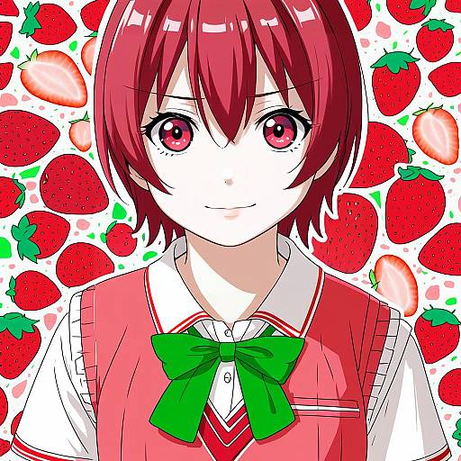 Illustration of Aoi nagisa, strawberry panic! in the style of Hiraga matsuri