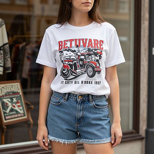 European Woman in Urban Chic Streetwear