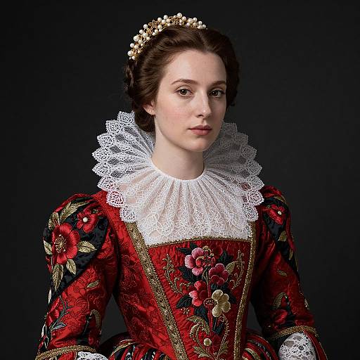 Renaissance Woman in Embroidered Attire