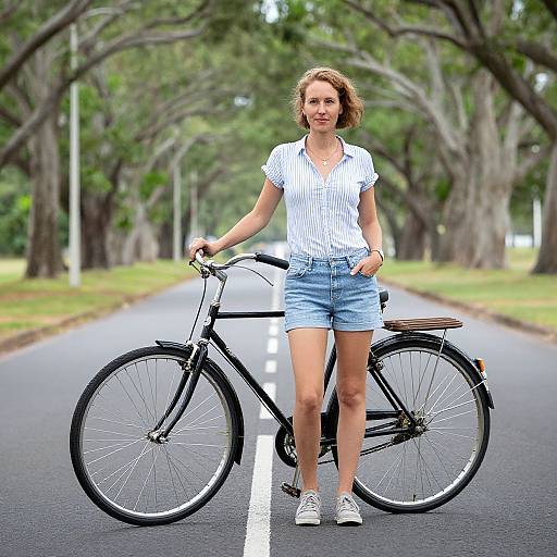 Confident Woman with Vintage Bicycle
