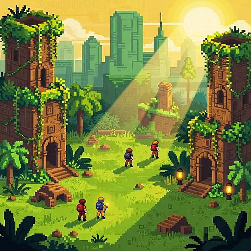 Pixel Art Lush Jungle Ruins