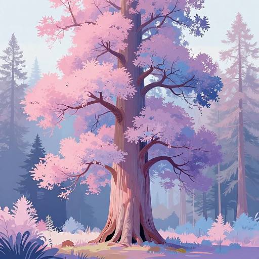 Colorful Giant Sequoia in Traditional Style