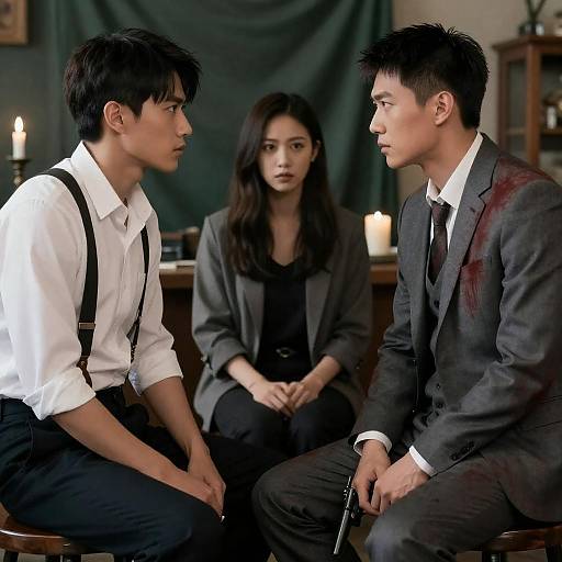 Tense confrontation with blood-stained man holding gun