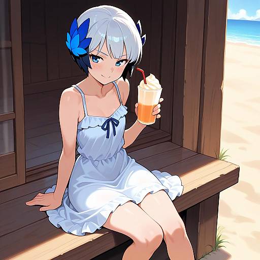 Gwendolyn Tennyson Smirking with Milkshake
