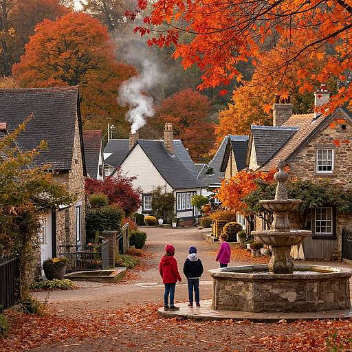 Autumn Village Serenity at Golden Hour