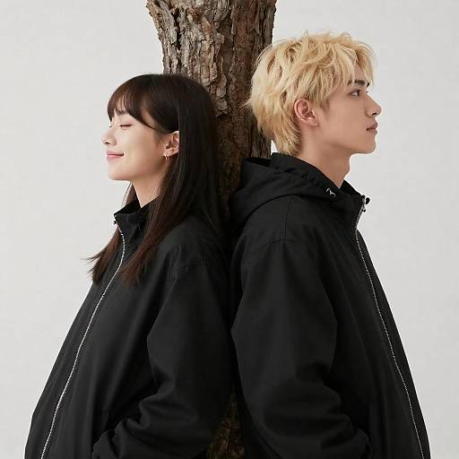 Contrasting Duo by Tree Trunk