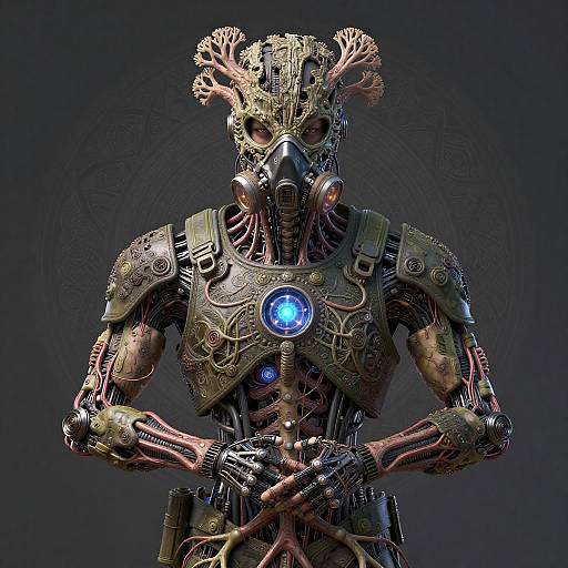 Biomechanical Soldier with Fungal Crown