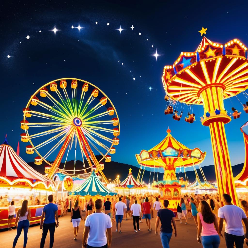 Vibrant Summer Carnival with Festive Lights