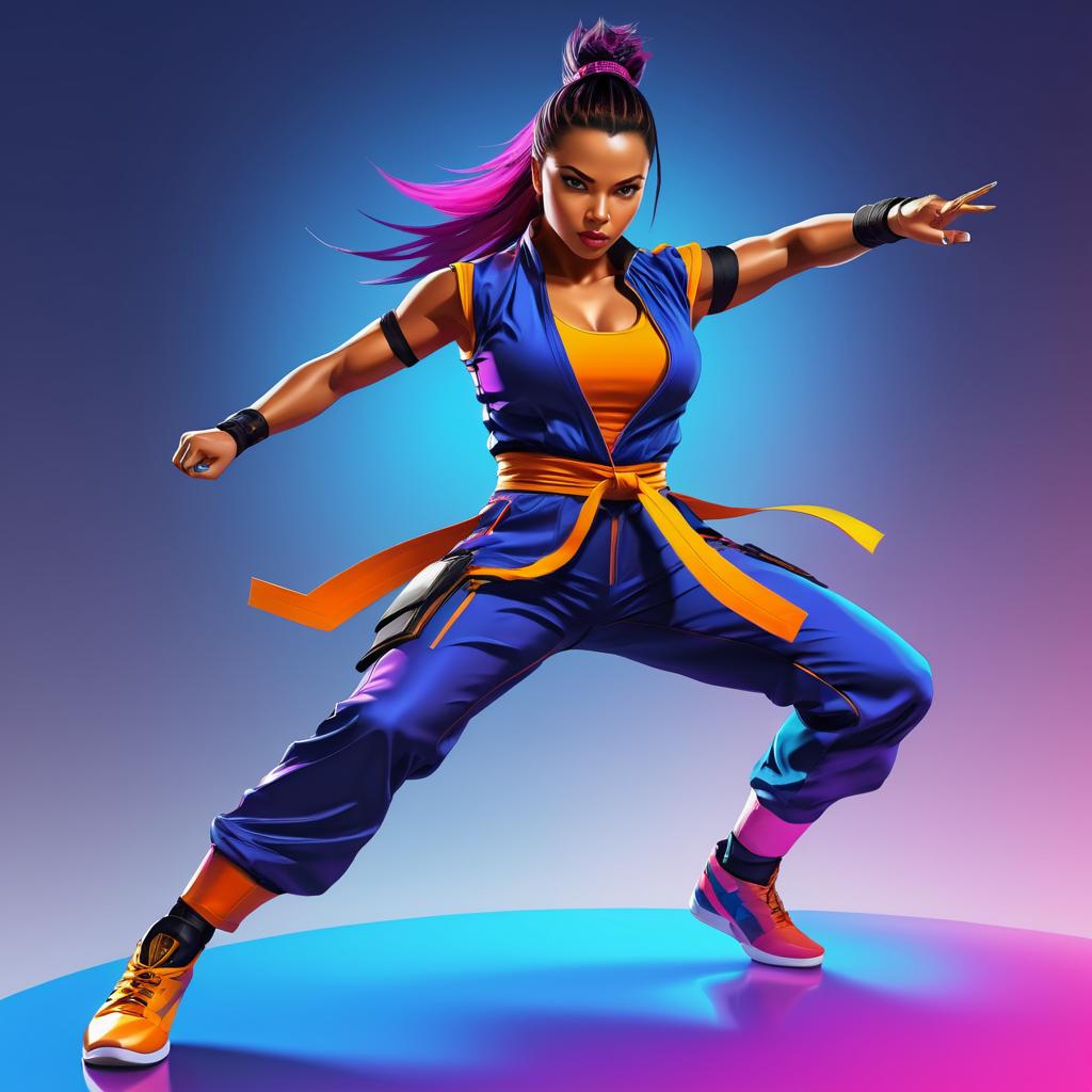 Dynamic Concept Art of a Fierce Martial Artist