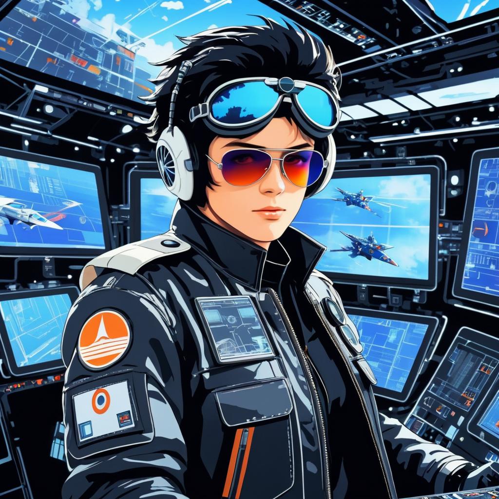 Futuristic Pilot in High-Tech Cockpit