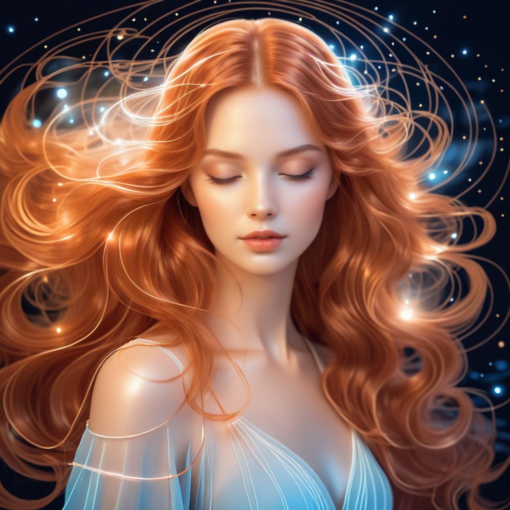 Ethereal Woman with Copper Hair Illustration