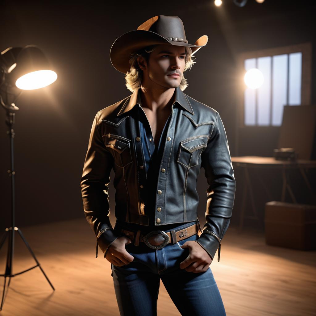 Realistic Cowboy Studio Photoshoot Scene