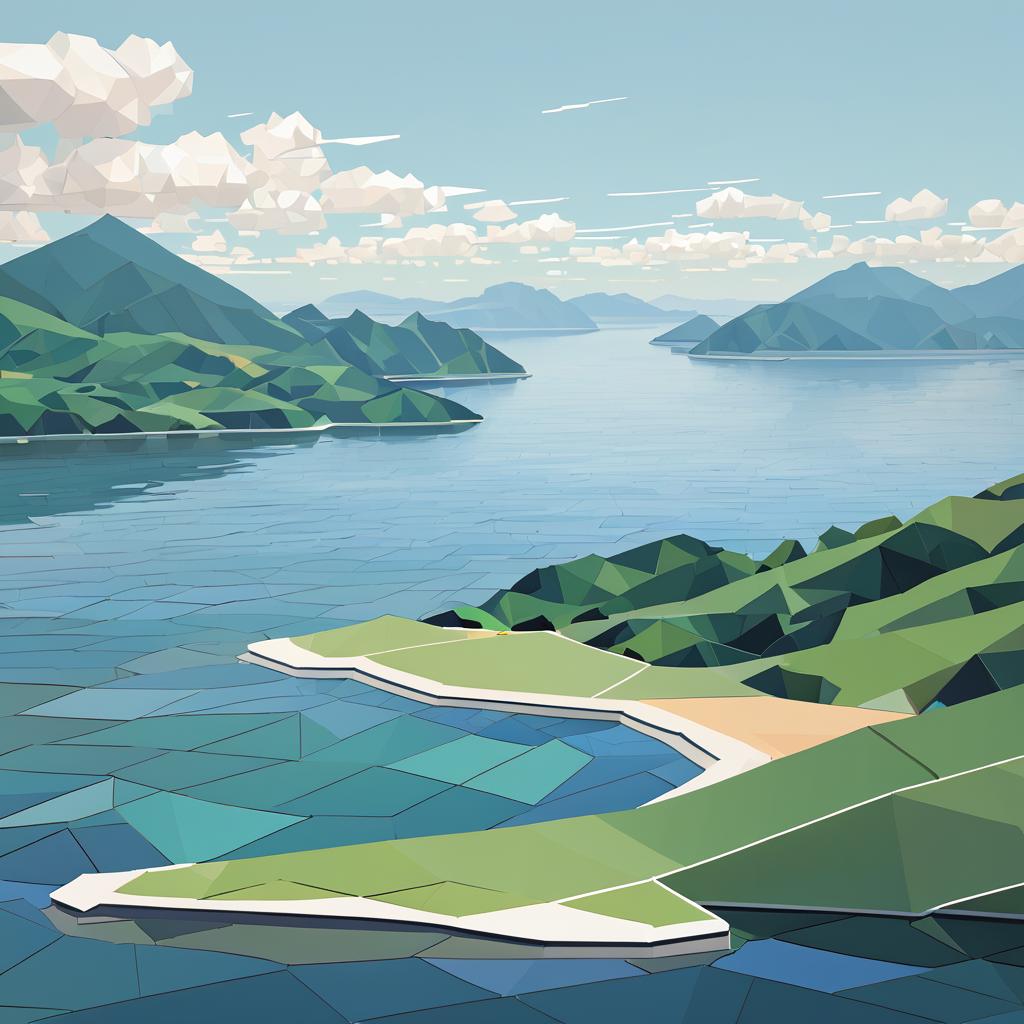 Tranquil Bay with Geometric Hills