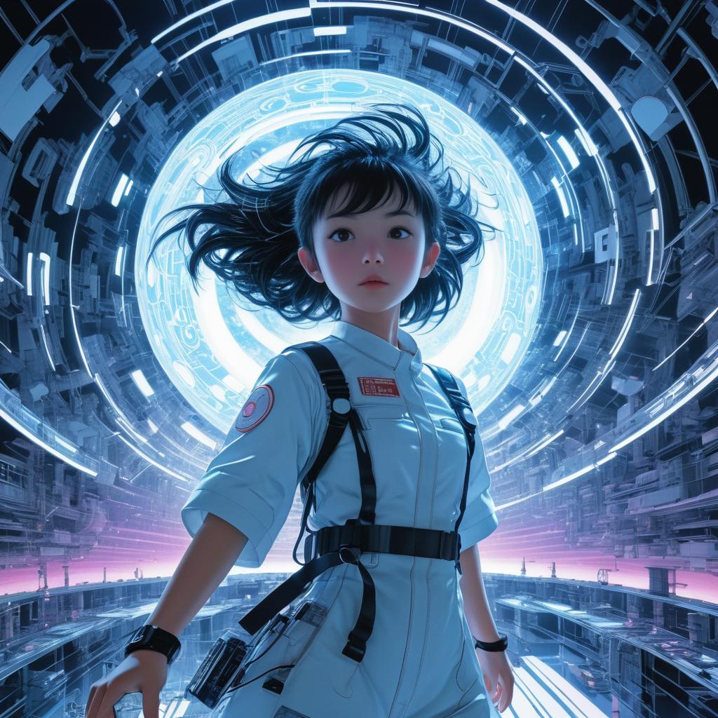 Futuristic Laboratory with Energetic Girl