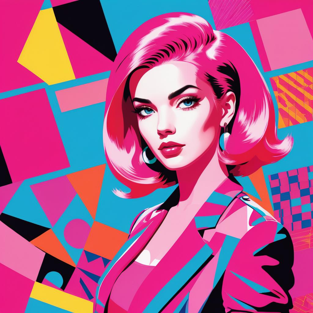 Dynamic Pop Art Girl with Pink Hair