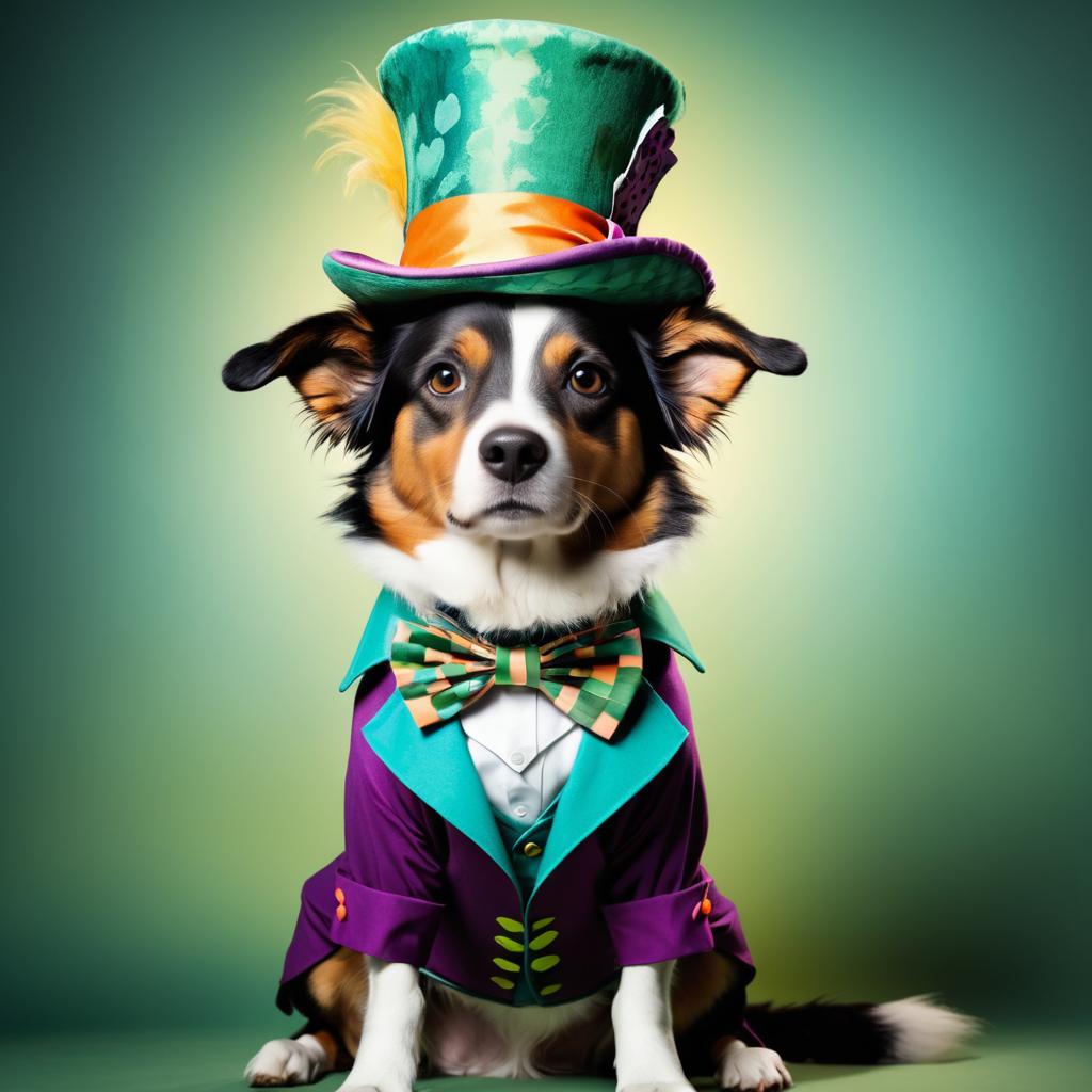 Whimsical Dog as The Mad Hatter