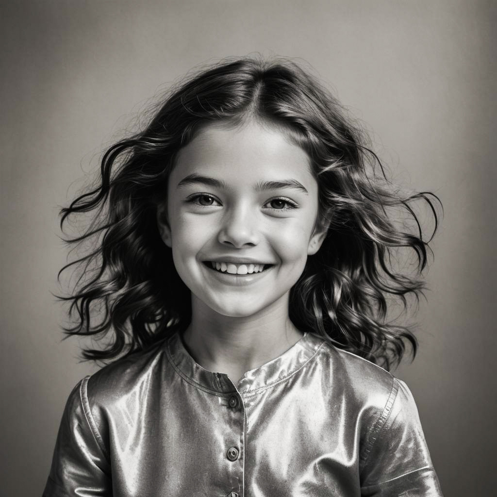 Joyful Young Girl in Stylish Setup