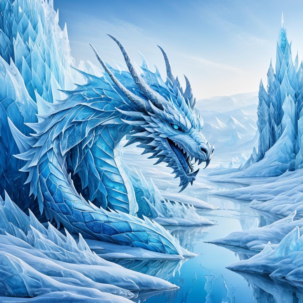 Frost Dragon in a Magical Ice Landscape