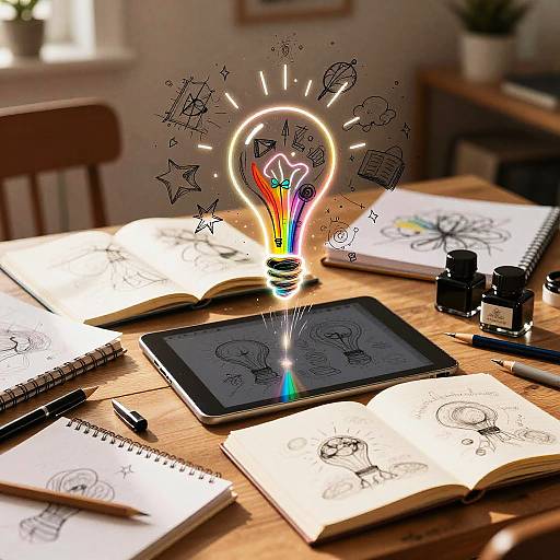 Surreal Artist's Desk Sketch Generator