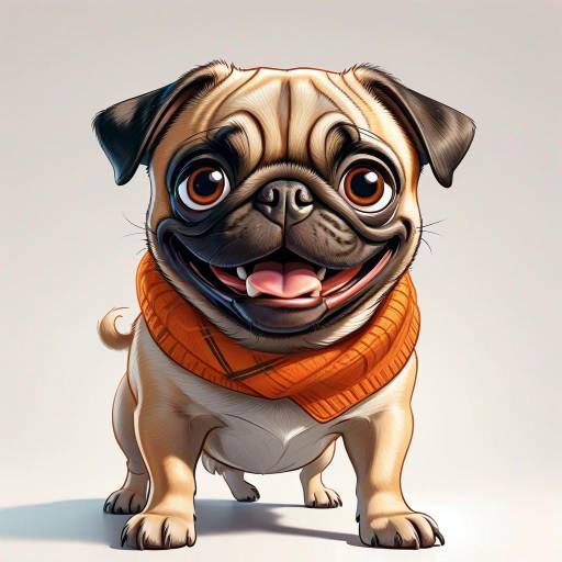 Joyful Cartoon Pug Illustration in Detail