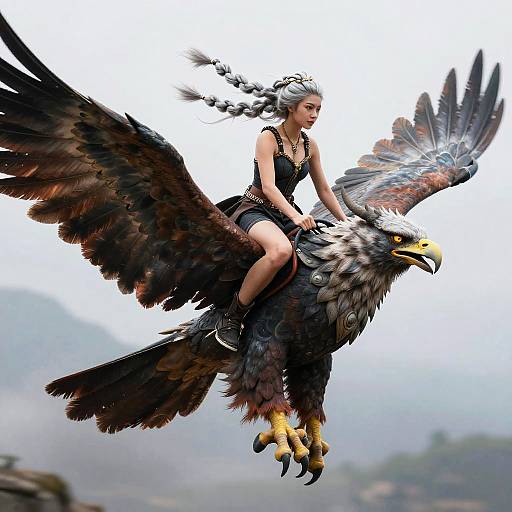 Cinematic Mythical Griffin Rider Portrait