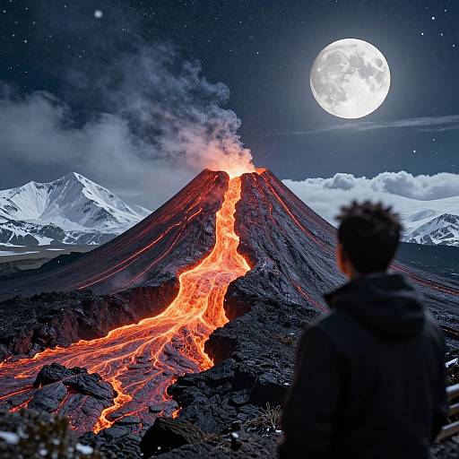 Hyper-Realistic Pyrography Volcano Scene