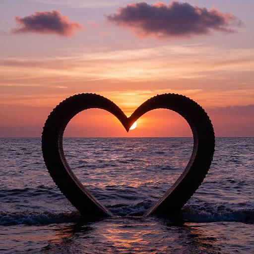 Heart-Shaped Sunset Over Ocean