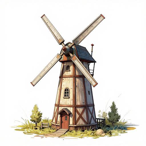 Synthwave Small Wind Turbine Sketch