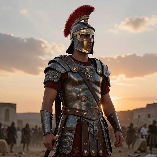 Heroic Roman Legionnaire at Sunset