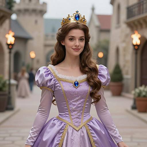Young Woman in Lavender Princess Costume with Gold Crown