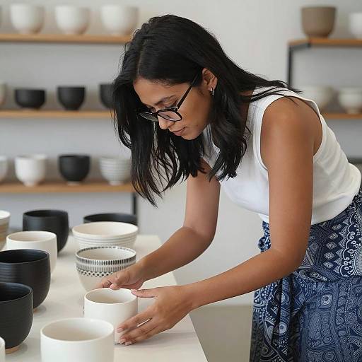Ceramic Artistry: Woman by Table