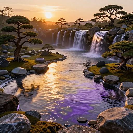 Surreal Zen Garden with Liquid Metal