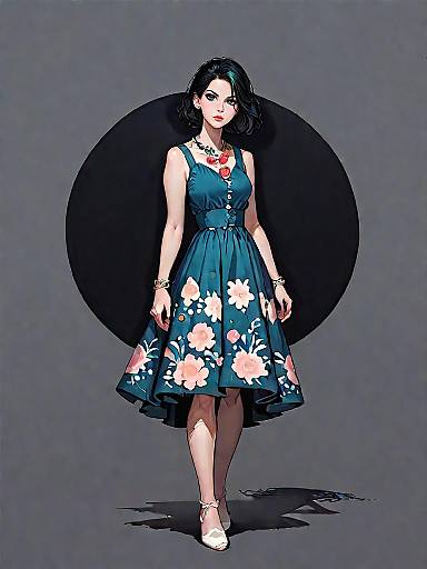 Casual Bohemian Girl in Floral Dress