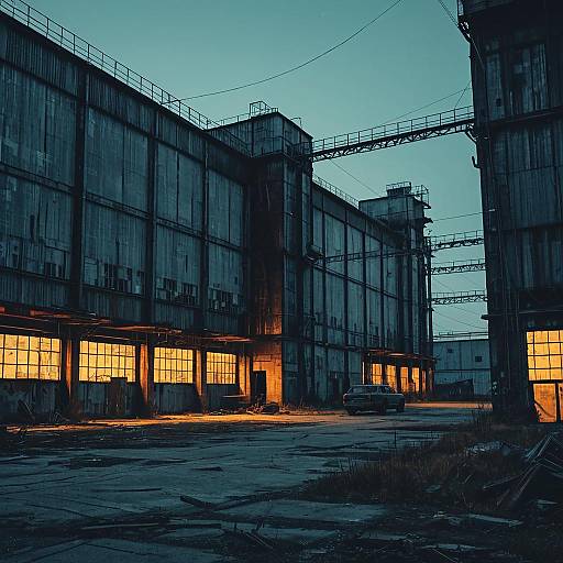 Abandoned Industrial Warehouse at Dusk