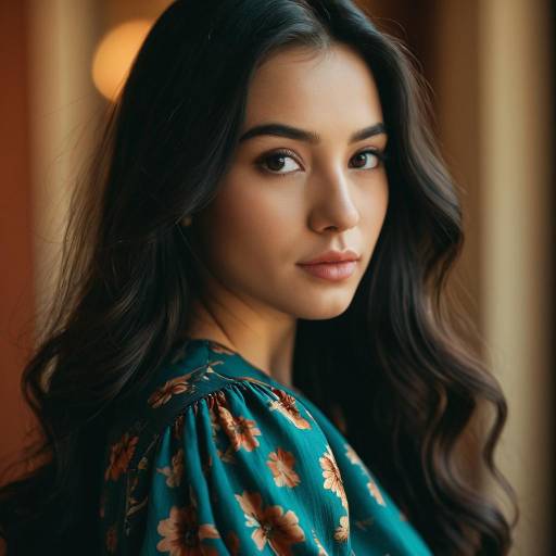 Portrait of Woman in Teal Floral Dress