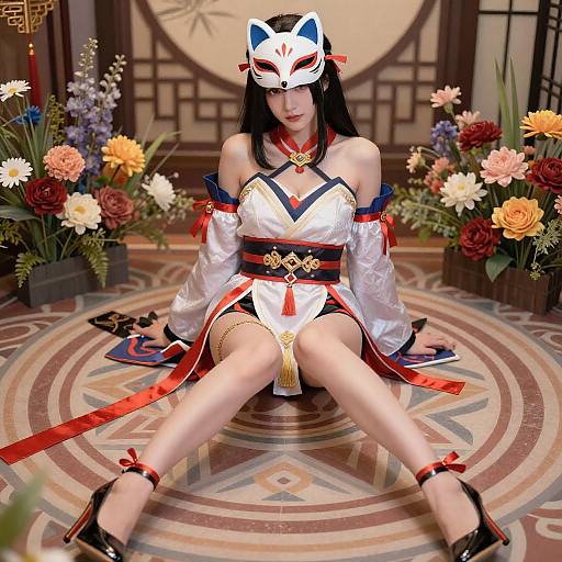 Vibrant Fox Mask Cosplay Artwork